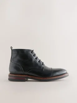 Boots|Next - Leren boots met neusstuk Zwart