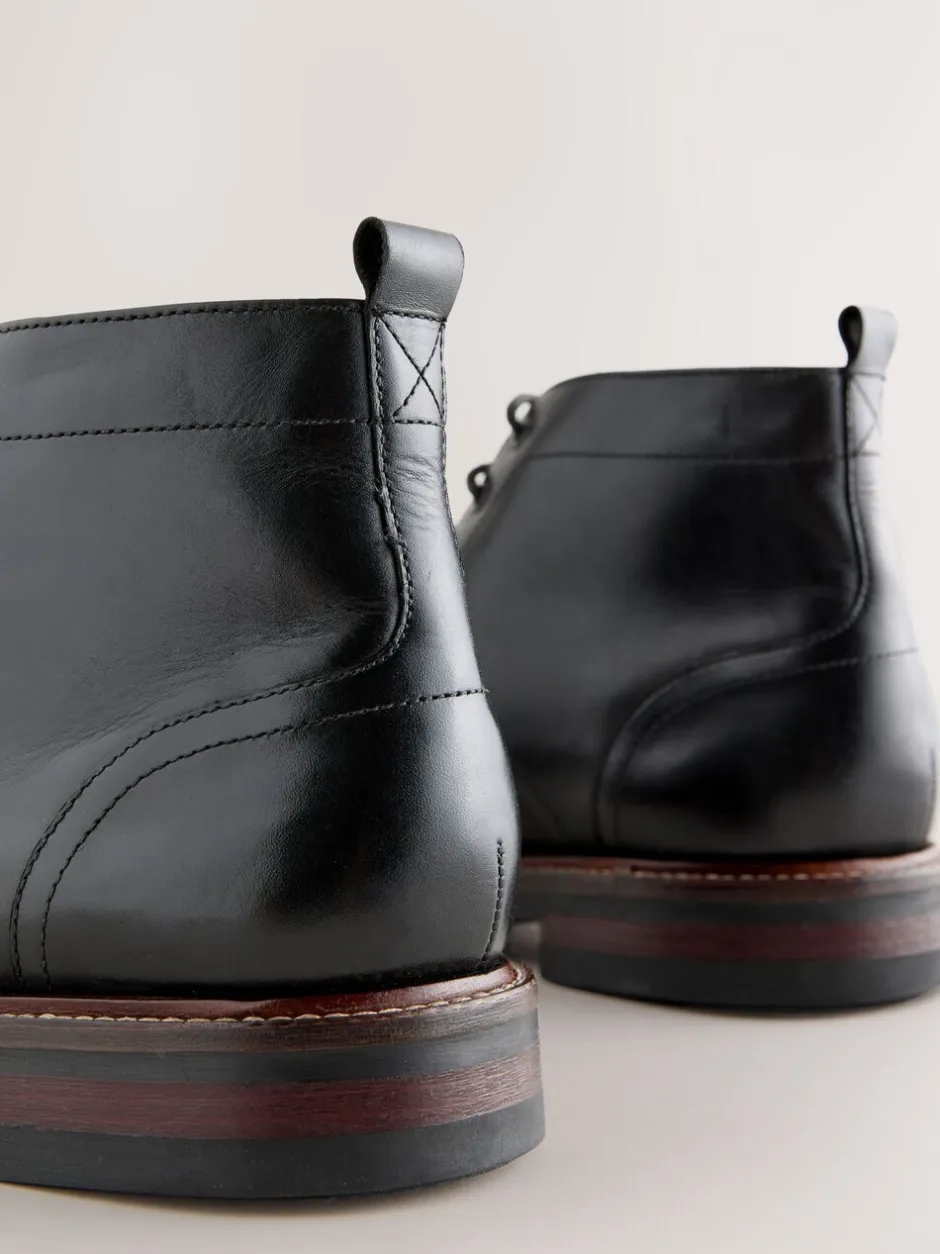 Boots|Next - Leren boots met neusstuk Zwart