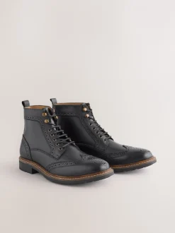 Boots|Formele Schoenen*Next - Leren brogue laarzen Zwart