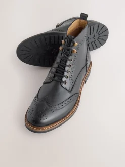 Boots|Formele Schoenen*Next - Leren brogue laarzen Zwart