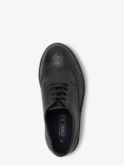 Schoolkleding*Next - Leren Brogue schoenen met veters Zwart