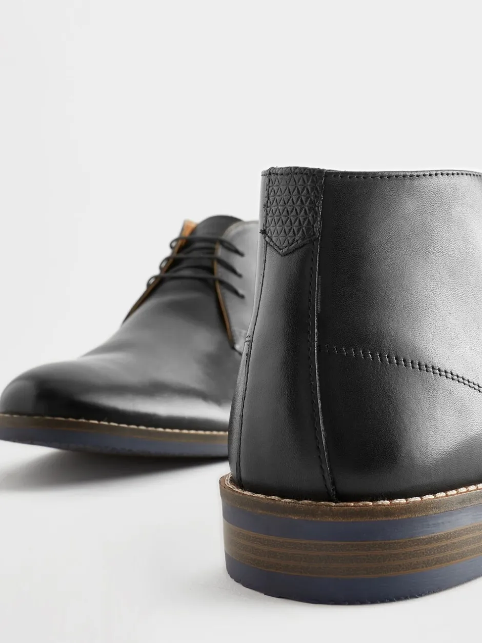 Boots|Formele Schoenen|Next Zwart - Leren chukka schoen