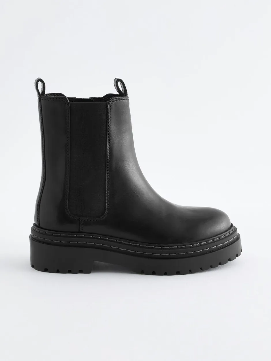 Boots*Next - Leren Chunky Chelsea Boots Zwart