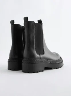 Boots*Next - Leren Chunky Chelsea Boots Zwart