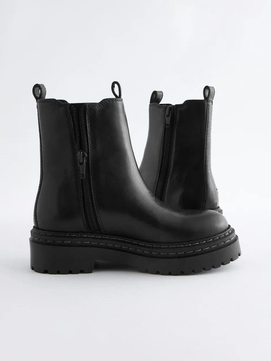 Boots*Next - Leren Chunky Chelsea Boots Zwart