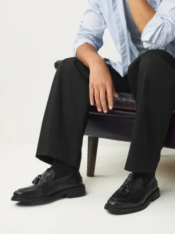Schoenen|Next - Leren instapper met kwastje Zwart