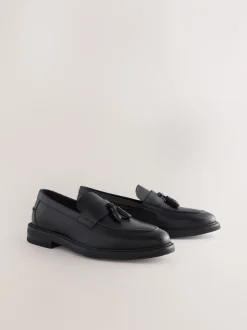 Schoenen|Next - Leren instapper met kwastje Zwart