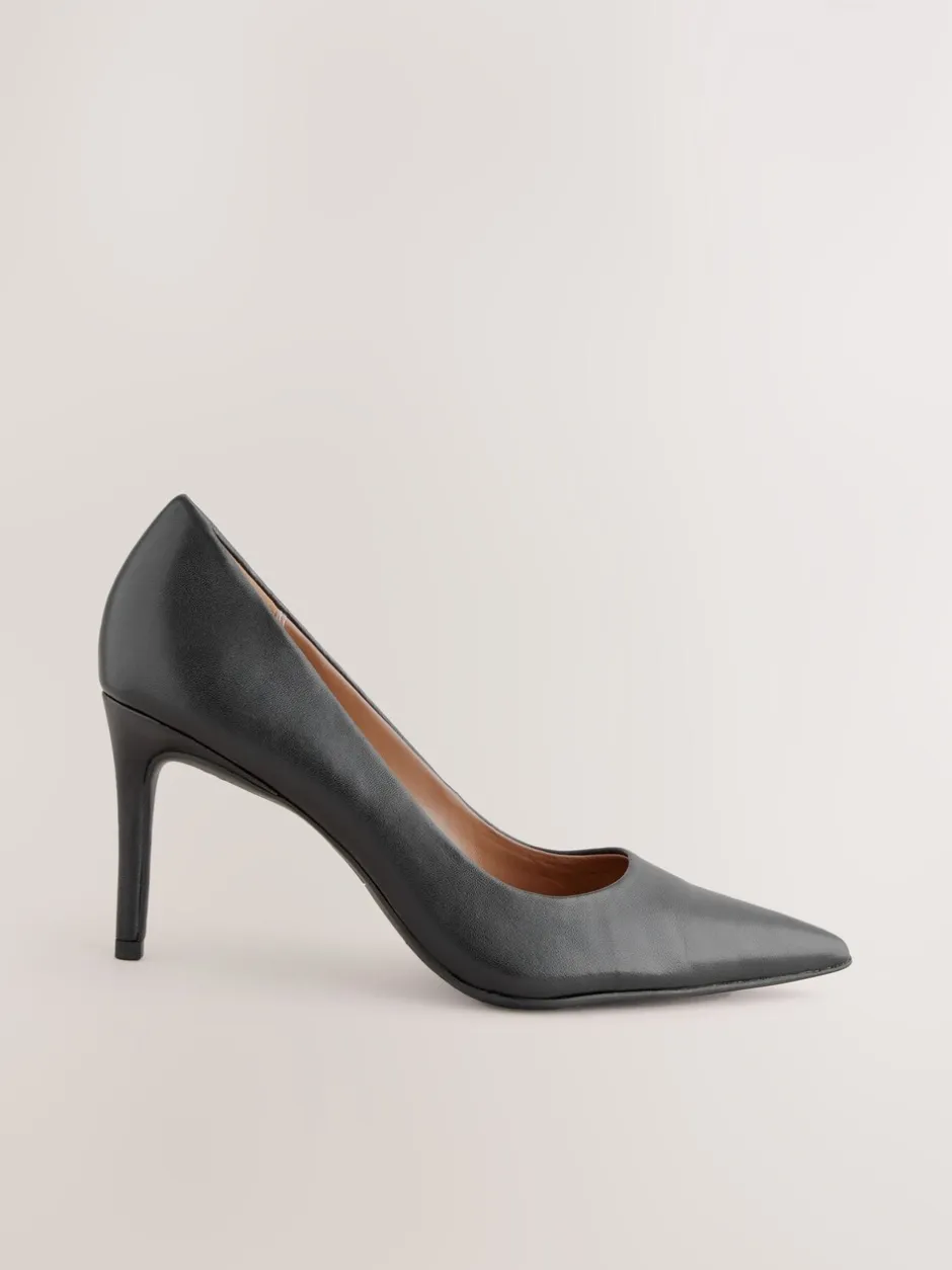 Ruimvallend En Extraruimvallend|Schoenen Met Hakken|Next Zwart - Leren mid-court pumps