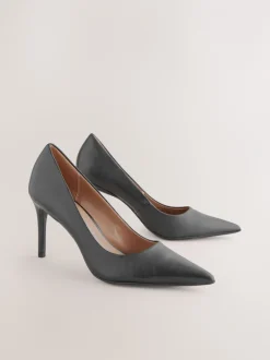 Ruimvallend En Extraruimvallend|Schoenen Met Hakken|Next Zwart - Leren mid-court pumps