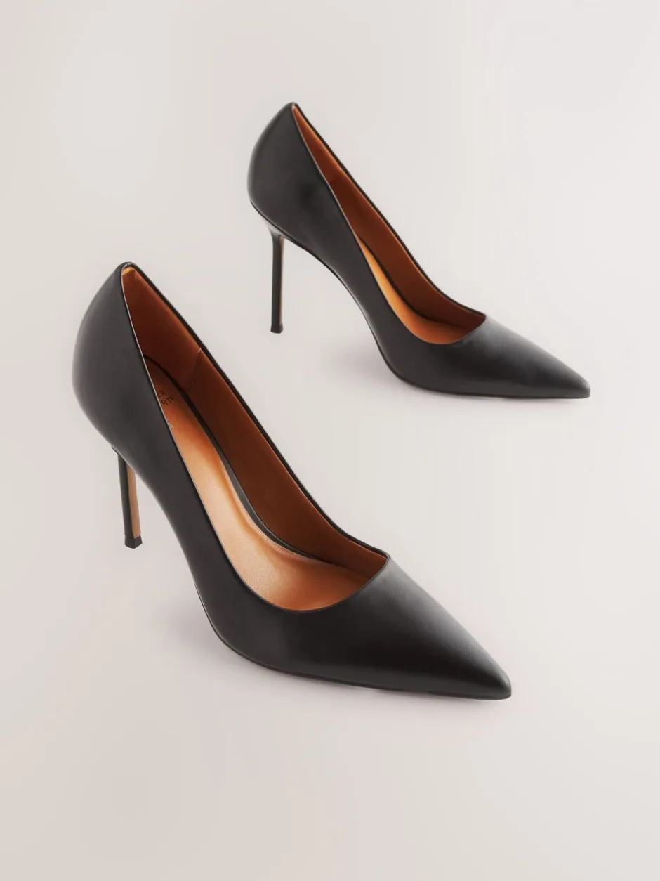 Ruimvallend En Extraruimvallend|Schoenen Met Hakken|Next - Leren spitse pumps Zwart