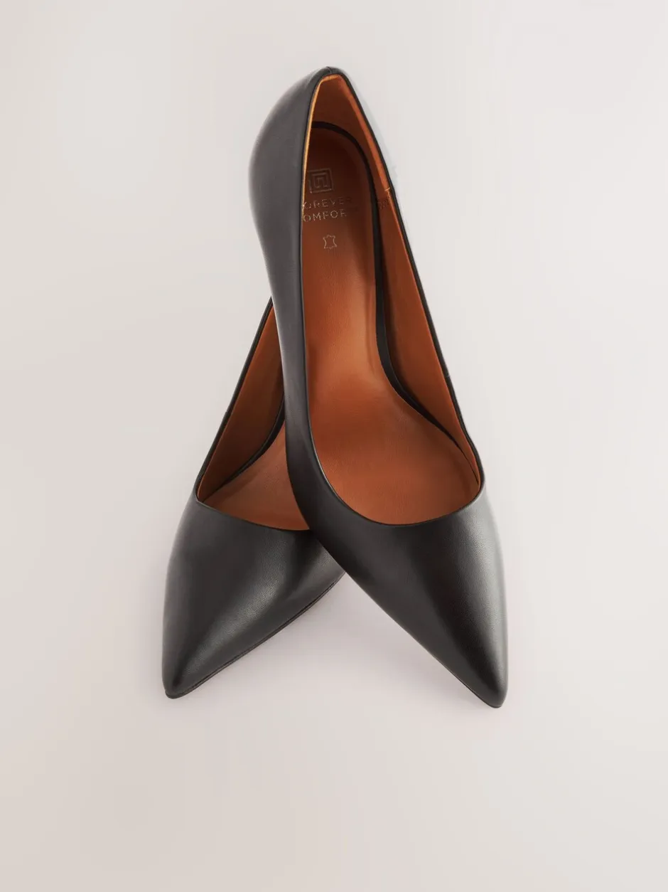 Ruimvallend En Extraruimvallend|Schoenen Met Hakken|Next - Leren spitse pumps Zwart