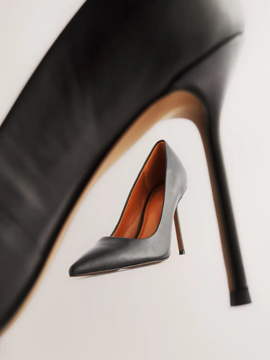 Ruimvallend En Extraruimvallend|Schoenen Met Hakken|Next - Leren spitse pumps Zwart