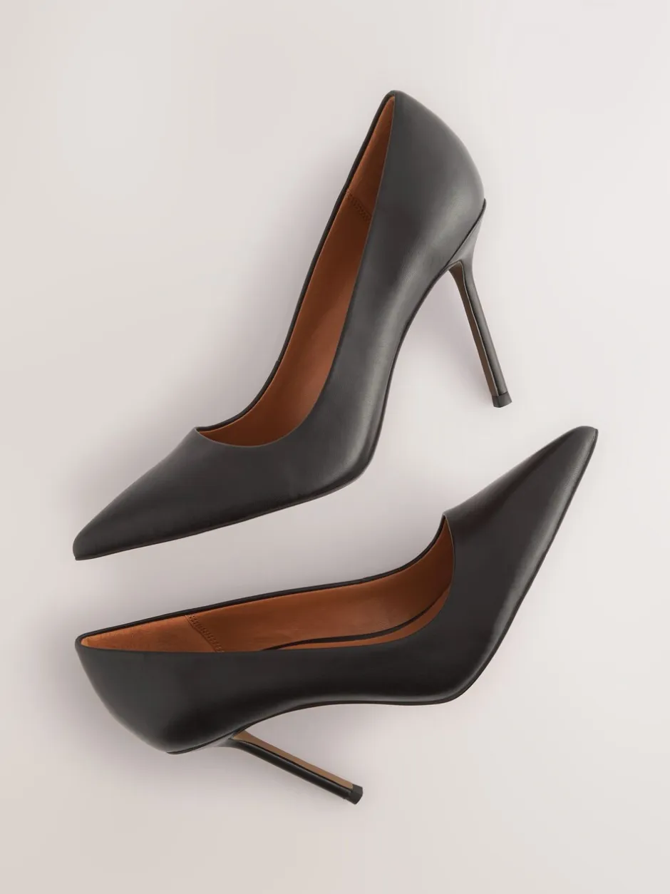 Ruimvallend En Extraruimvallend|Schoenen Met Hakken|Next - Leren spitse pumps Zwart