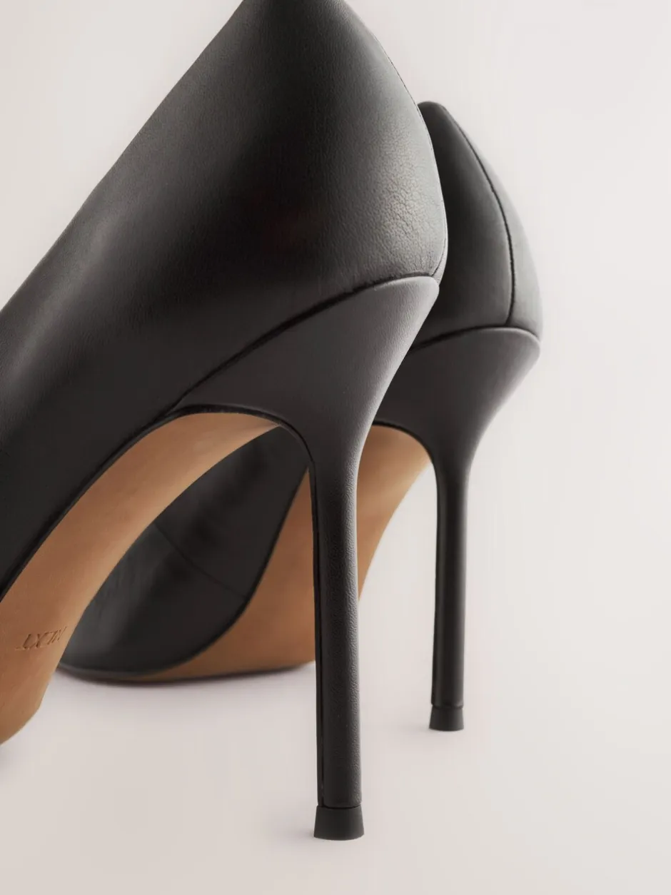 Ruimvallend En Extraruimvallend|Schoenen Met Hakken|Next - Leren spitse pumps Zwart