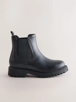 Boots*Next - Leren warmgevoerde Chelsea-laarzen Zwart