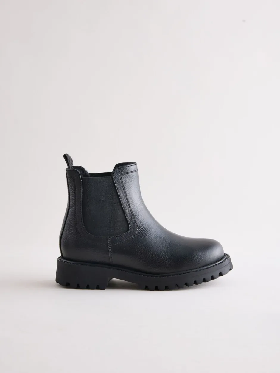 Boots|Schoolkleding|Next - Leren warmgevoerde Chelsea-laarzen Zwart