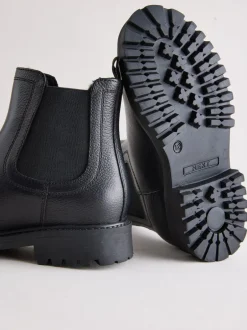 Boots|Schoolkleding|Next - Leren warmgevoerde Chelsea-laarzen Zwart
