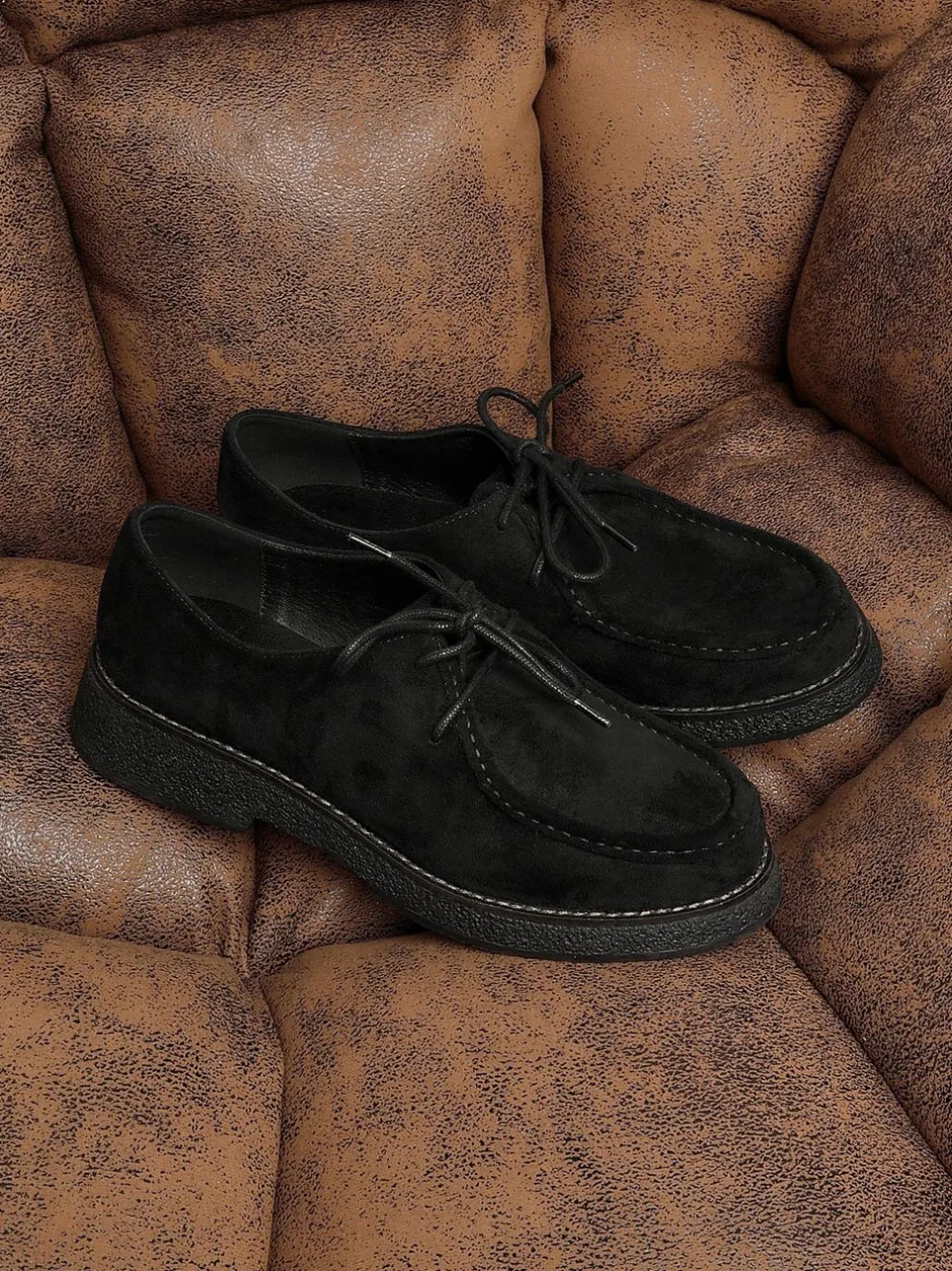 Lage Schoenen|Linzi - Perth Laced Chunky Loafers Zwart