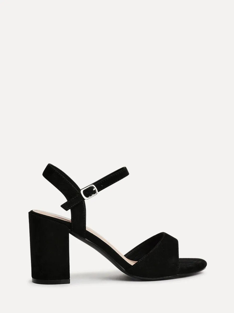 Schoenen Met Hakken|Linzi - Soul Open Back Barely There Block Heel Sandals Zwart