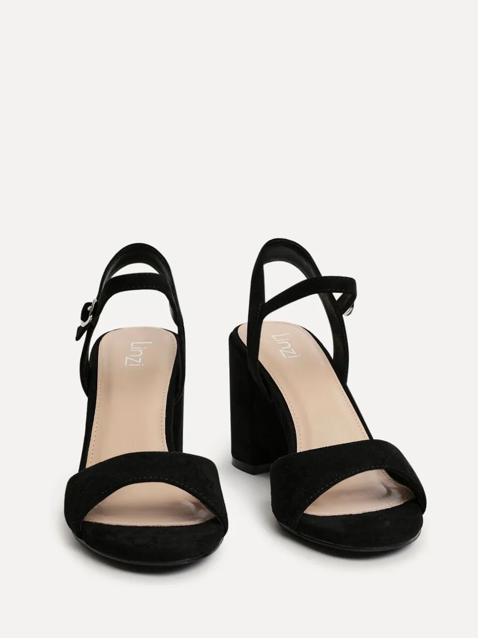 Schoenen Met Hakken|Linzi - Soul Open Back Barely There Block Heel Sandals Zwart