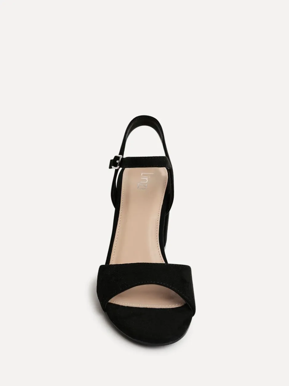 Schoenen Met Hakken|Linzi - Soul Open Back Barely There Block Heel Sandals Zwart