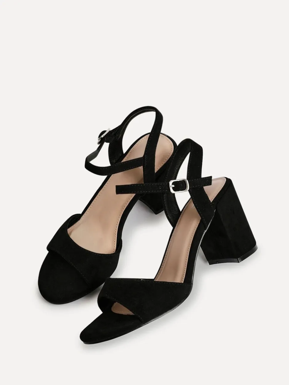 Schoenen Met Hakken|Linzi - Soul Open Back Barely There Block Heel Sandals Zwart