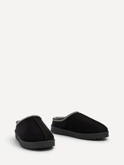 Pantoffels|Linzi - Tana Faux Suede Slip-On Slippers Zwart