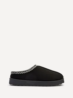 Pantoffels|Linzi - Tana Faux Suede Slip-On Slippers Zwart