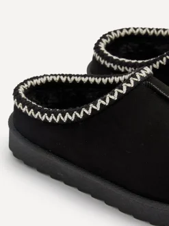 Pantoffels|Linzi - Tana Faux Suede Slip-On Slippers Zwart