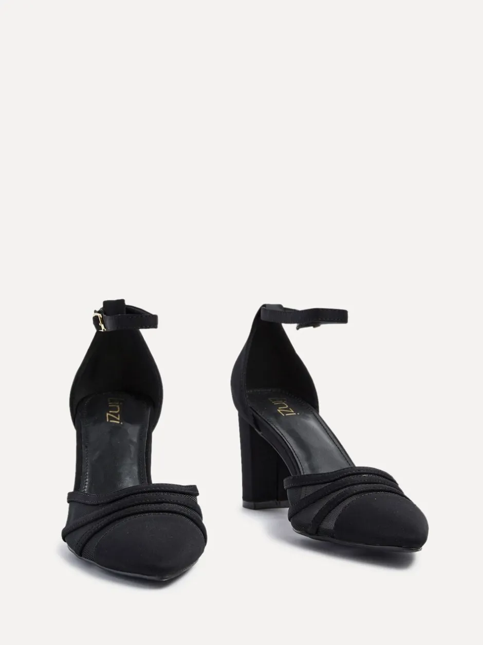 Schoenen Met Hakken|Linzi Zwart - Tasha Block Court Heels Shoes With Mesh Front Detail