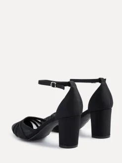 Schoenen Met Hakken|Linzi Zwart - Tasha Block Court Heels Shoes With Mesh Front Detail