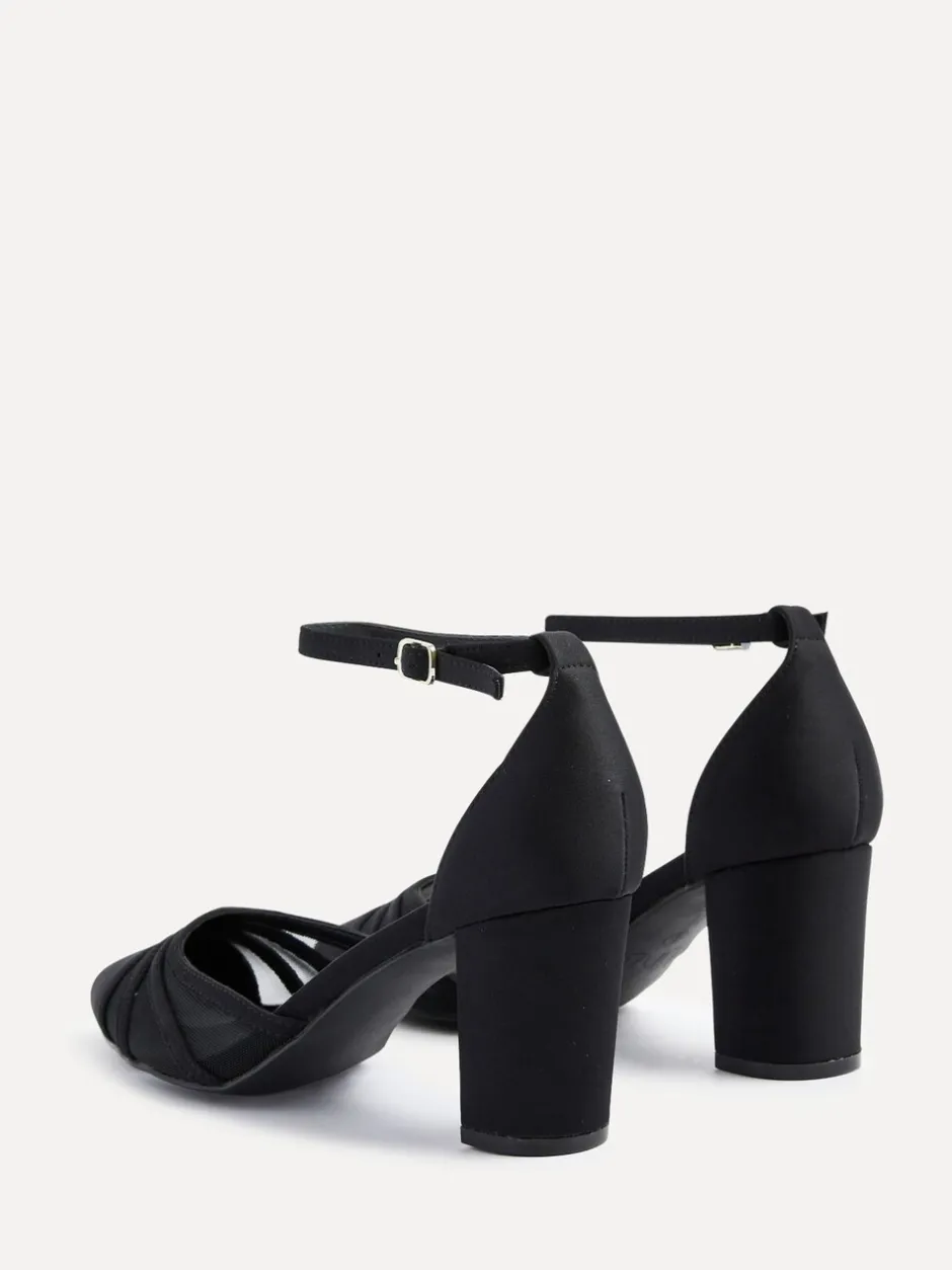 Schoenen Met Hakken|Linzi Zwart - Tasha Block Court Heels Shoes With Mesh Front Detail