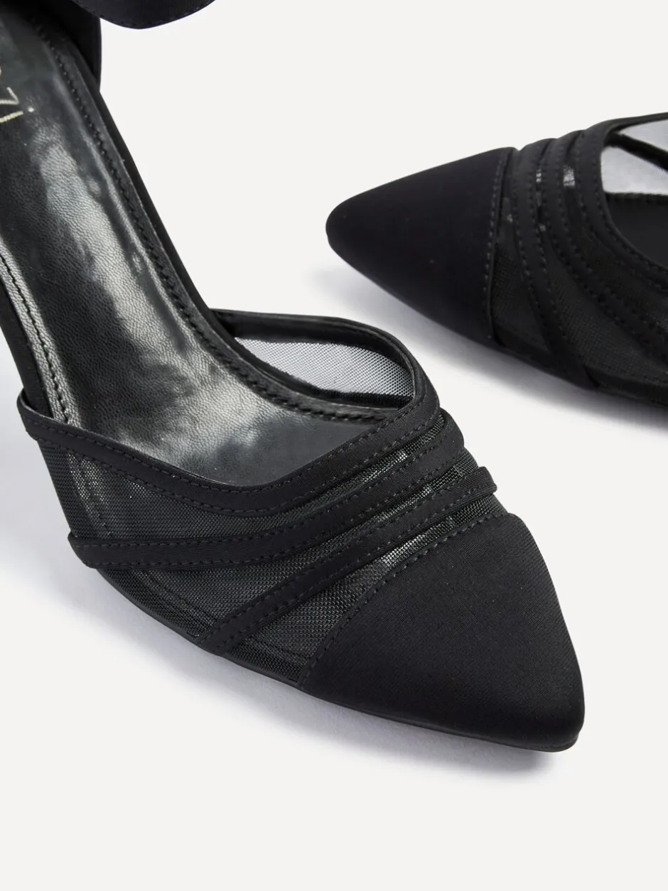 Schoenen Met Hakken|Linzi Zwart - Tasha Block Court Heels Shoes With Mesh Front Detail