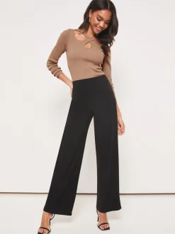 Kostuums En Werkkleding|Broeken*Lipsy Zwart - - Broek met wijde pijpen en hoge taille