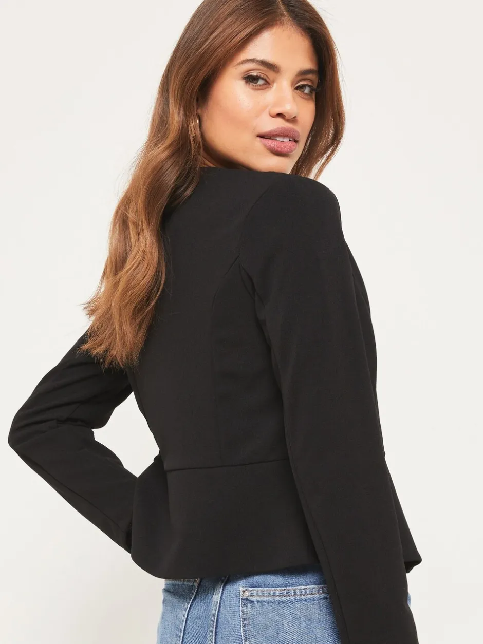 Kostuums En Werkkleding|Lipsy Zwart - - Kraagloze korte blazer