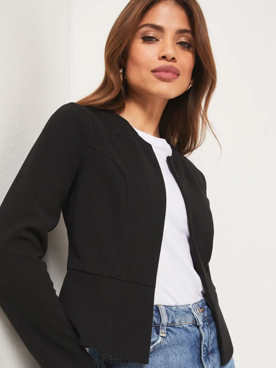 Kostuums En Werkkleding|Lipsy Zwart - - Kraagloze korte blazer