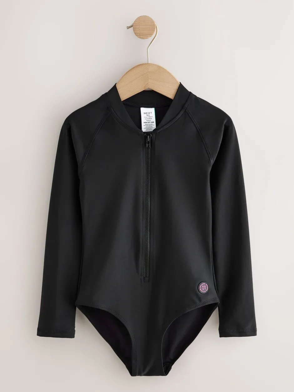 Badkleding*Next Zwart - Long Sleeve Sunsafe Swimsuit (3mths-16yrs)