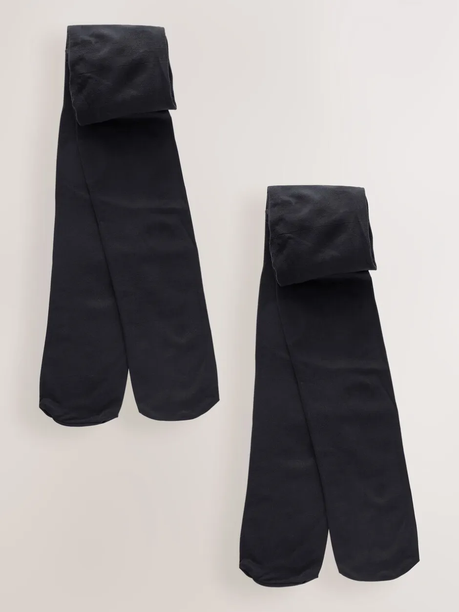 Sokken En Panty's|Next Zwart - Longer Length 40 Denier School Tights 2 Pack