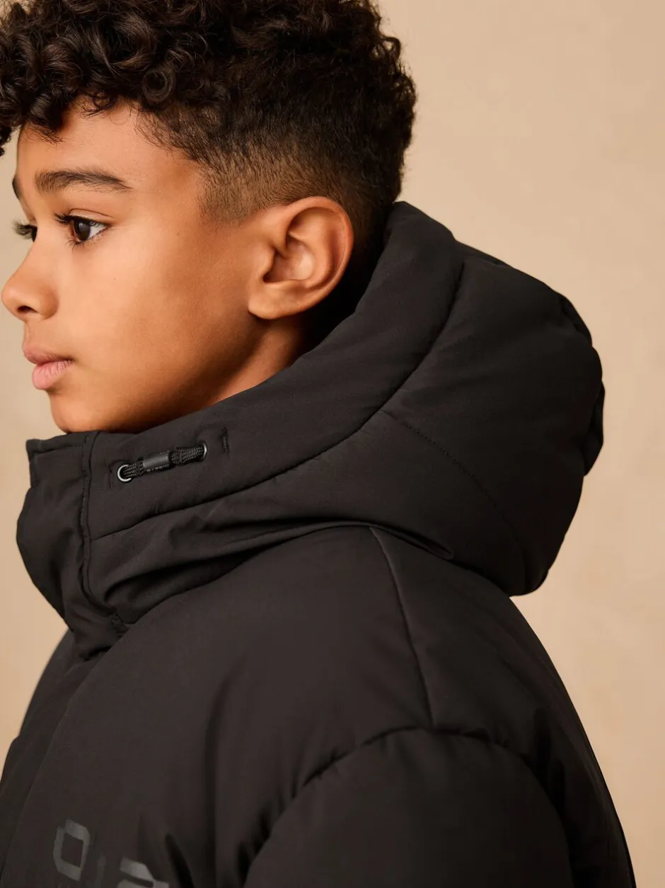 Jassen En Jacks|Schoolkleding*Next Zwart - Longline Shower Resistant Padded Coat (3-17yrs)