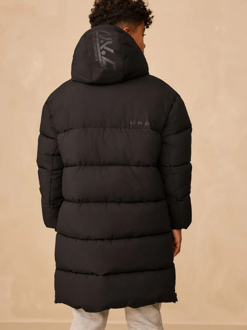 Jassen En Jacks|Schoolkleding*Next Zwart - Longline Shower Resistant Padded Coat (3-17yrs)