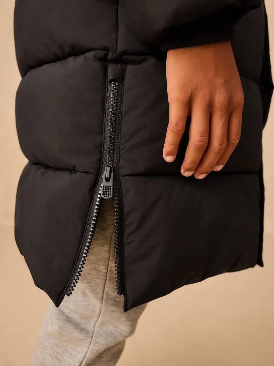 Jassen En Jacks|Schoolkleding*Next Zwart - Longline Shower Resistant Padded Coat (3-17yrs)