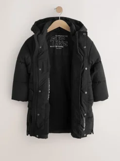 Jassen En Jacks|Schoolkleding*Next Zwart - Longline Shower Resistant Padded Coat (3-17yrs)