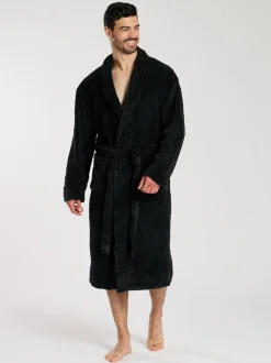 Kamerjassen En Badjassen*Loungeable - Fleece Shawl Collar Dressing Gown Zwart