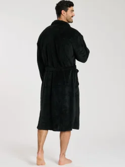 Kamerjassen En Badjassen*Loungeable - Fleece Shawl Collar Dressing Gown Zwart