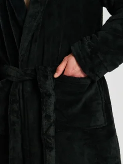 Kamerjassen En Badjassen*Loungeable - Fleece Shawl Collar Dressing Gown Zwart