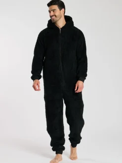 Loungewear|Loungeable - Sherpa All-in-one met capuchon voor heren Zwart