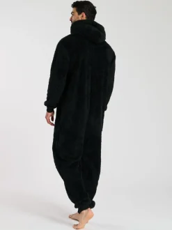 Loungewear|Loungeable - Sherpa All-in-one met capuchon voor heren Zwart