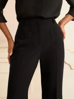 Broeken*Love & Roses - - Kick flare broek met opgestikte zakken Zwart