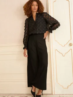 Blouses En Overhemden|Tops En T-Shirts*Love & Roses - 3D blouse met lange mouwen en stippen Zwart