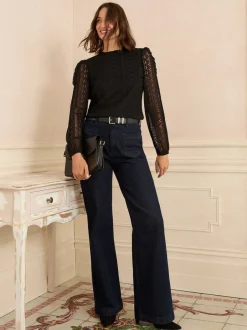 Blouses En Overhemden*Love & Roses - Long Sleeve Lace Top Zwart